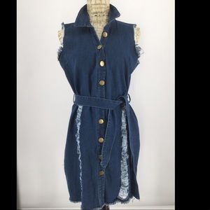 SBYOJLPB Sm. Blue Jean button down sleeveless Dress (girls XL) w/belt woman’s 6